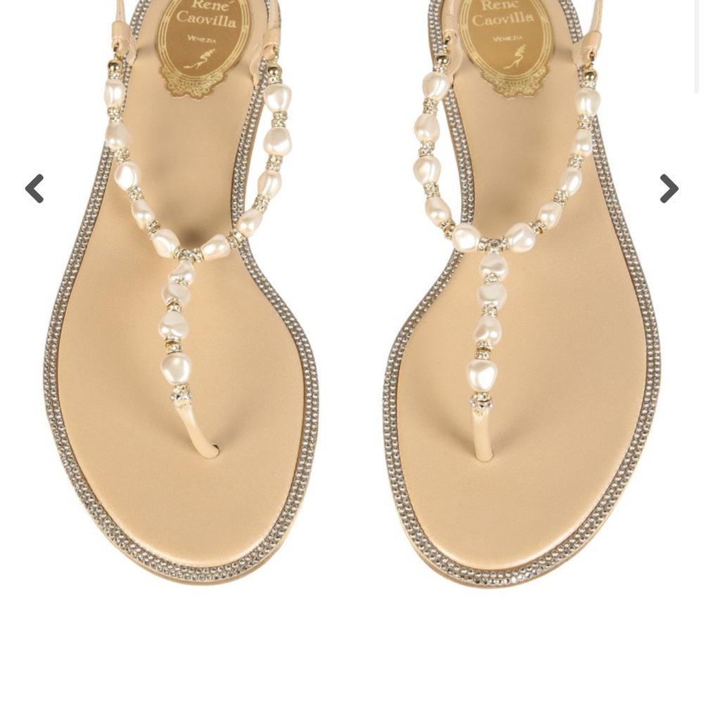 Rene Caovilla Cream and Gold Sandals
